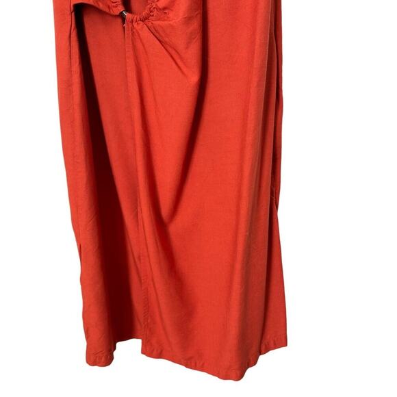 Ann Taylor Dress Womens Size 10 Cranberry Sleeveless Faux Wrap Casual Midi - Picture 10 of 14